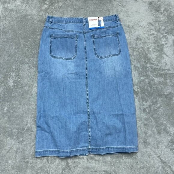 Wrangler Womens Denim Midi Skirt Button Front High Rise Size 10 d0632 - Picture 3 of 7